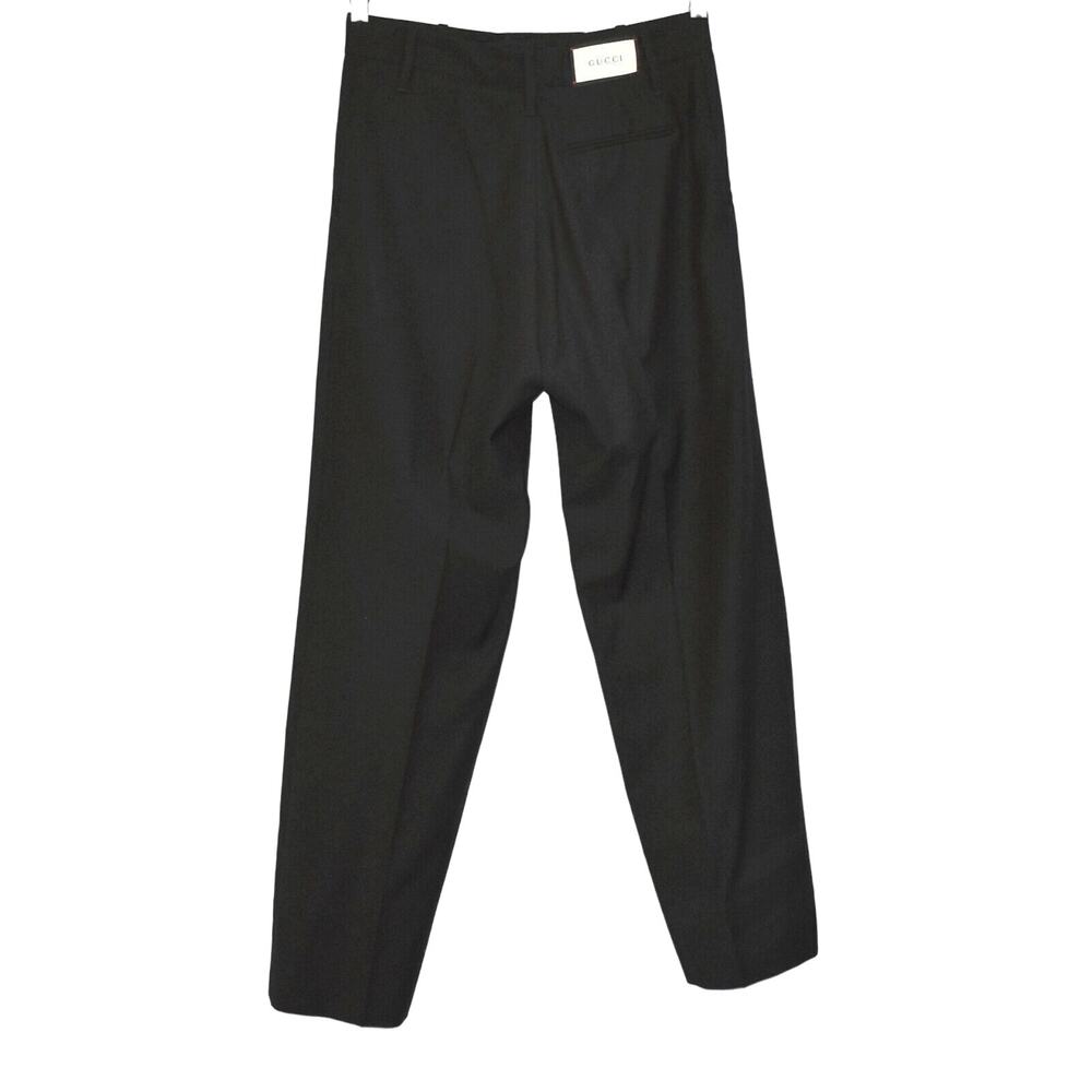 B2 Auth GUCCI Black Wool Faux Slash Pocket Straight Dress Pants Size 40 US 4/6 - Picture 2 of 8